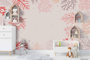 3D Cartoon Hand Drawn Pink Coral Pattern Wall Mural Wallpaper LXL- Jess Art Decoration
