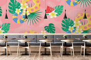 3D Summer Flowers Leaves Wall Mural Wallpaper WJ 9769- Jess Art Decoration