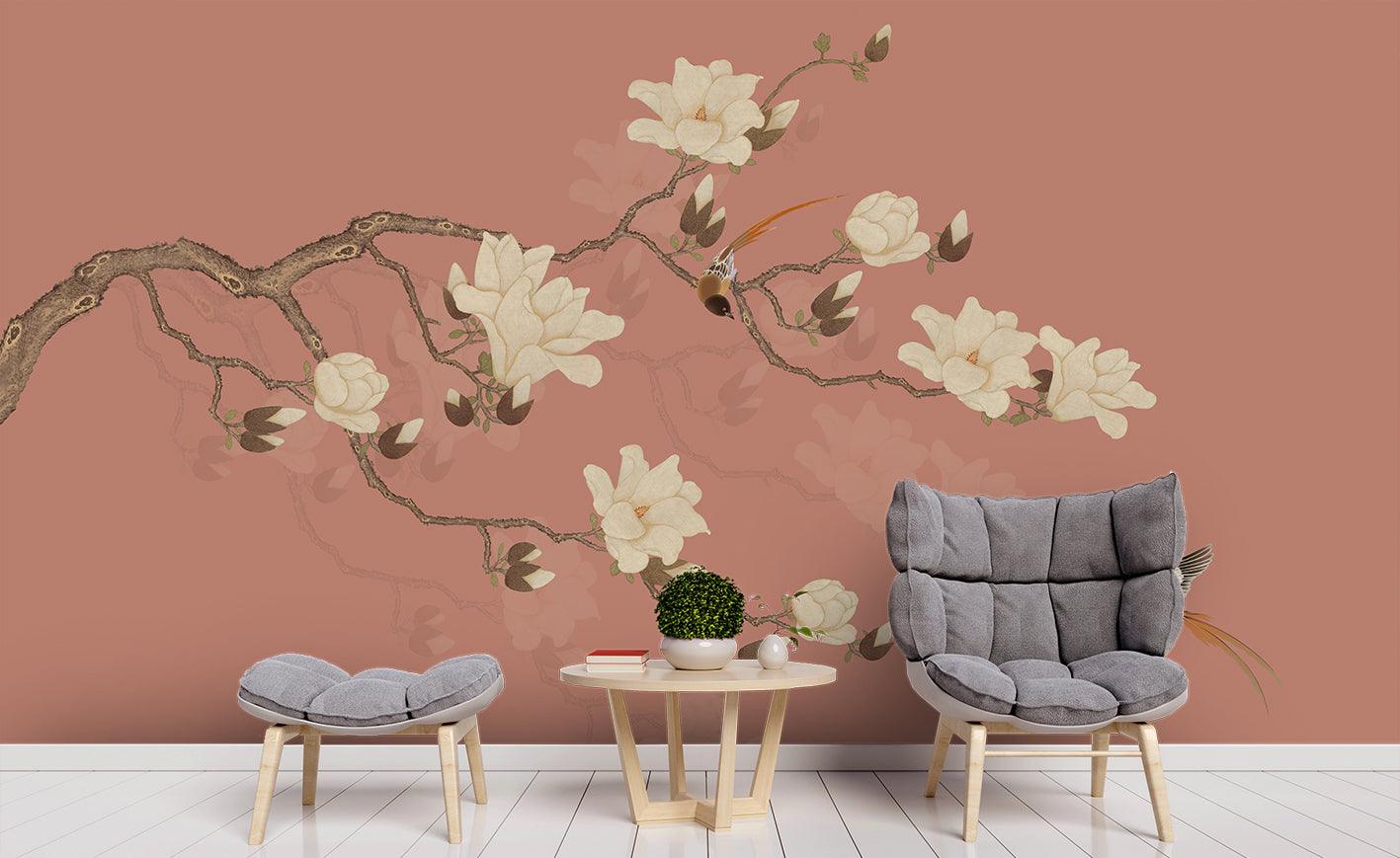 3D Magnolia Floral Birds Wall Mural Wallpaper 20- Jess Art Decoration