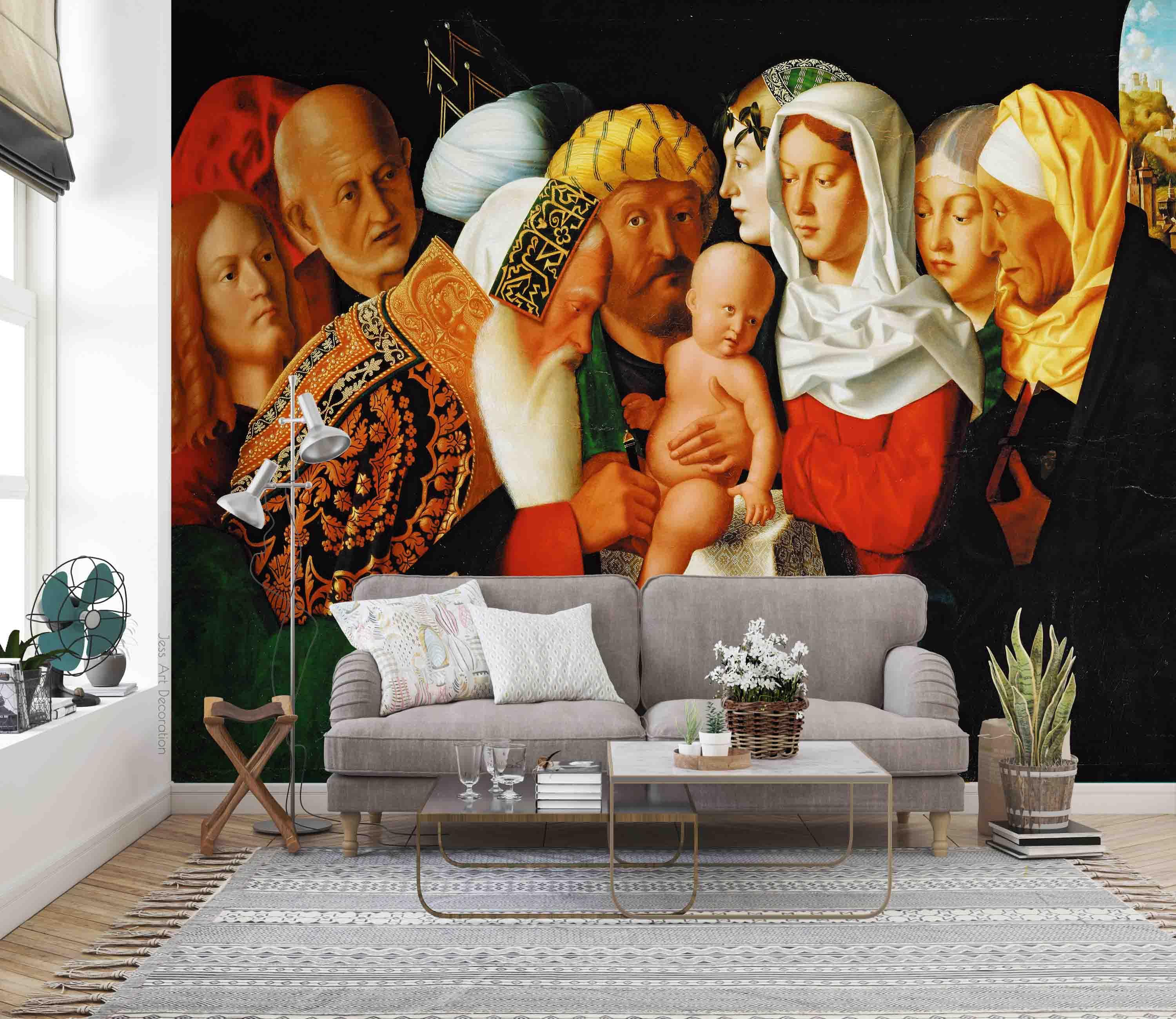3D Classical Baptism Painting classical religious portrait painting wall mural wallpaper for living room - view 2