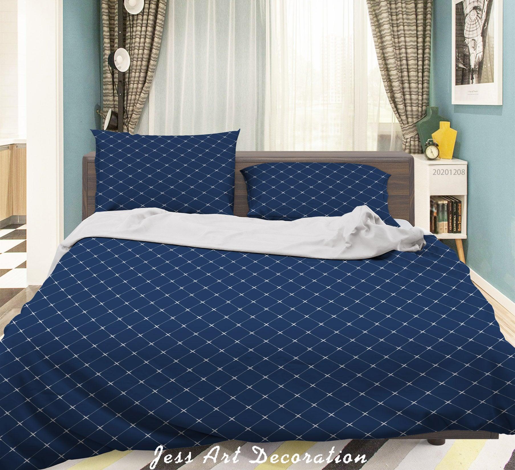3D Geometric Blue Pattern Quilt Cover Set Bedding Set Duvet Cover Pillowcases LXL- Jess Art Decoration