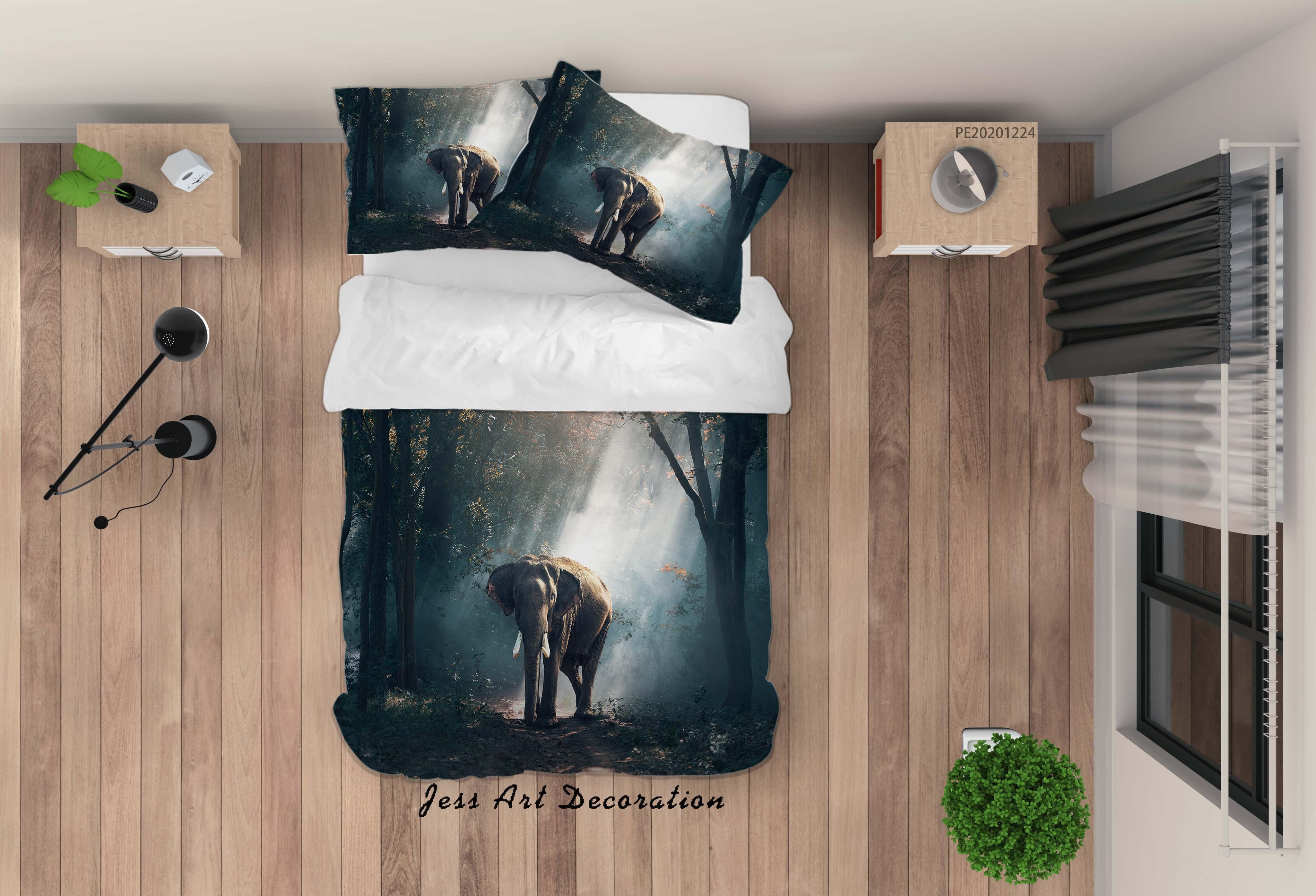 3D Elephant Fog Forest Quilt Cover Set Bedding Set Duvet Cover Pillowcases 142 LQH- Jess Art Decoration