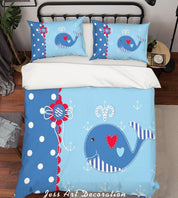3D Cartoon Dolphin Blue Quilt Cover Set Bedding Set Pillowcases 159- Jess Art Decoration