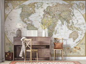 3D Retro World Map Wall Mural Wallpaper LQH 255- Jess Art Decoration