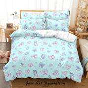 3D Watercolor Blue Butterfly Quilt Cover Set Bedding Set Duvet Cover Pillowcases 71- Jess Art Decoration