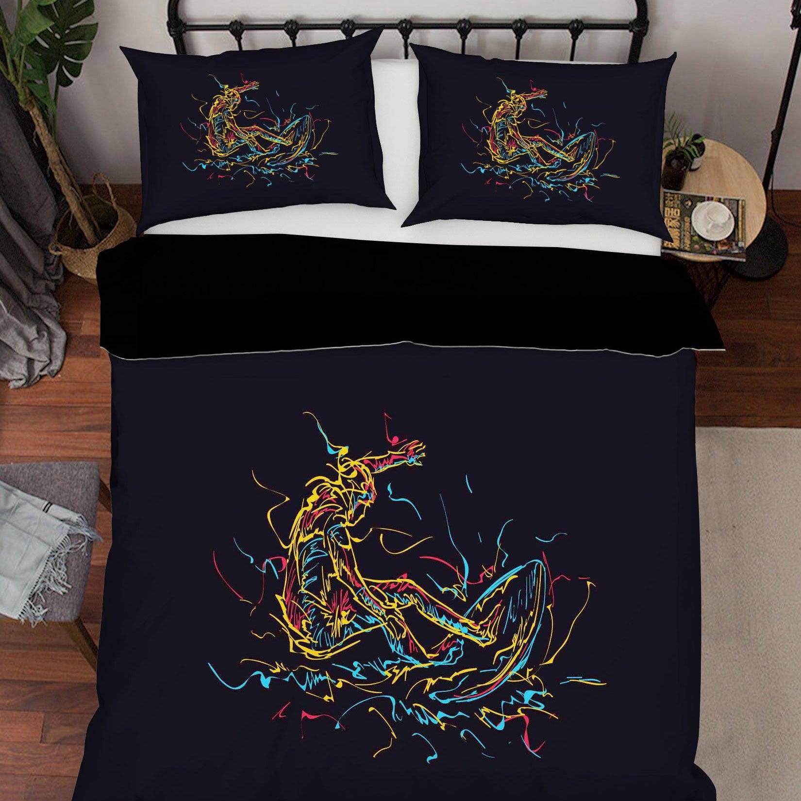 3D Black Surf Quilt Cover Set Bedding Set Pillowcases 28- Jess Art Decoration