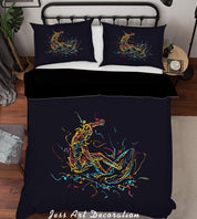 3D Black Surf Quilt Cover Set Bedding Set Pillowcases 28- Jess Art Decoration