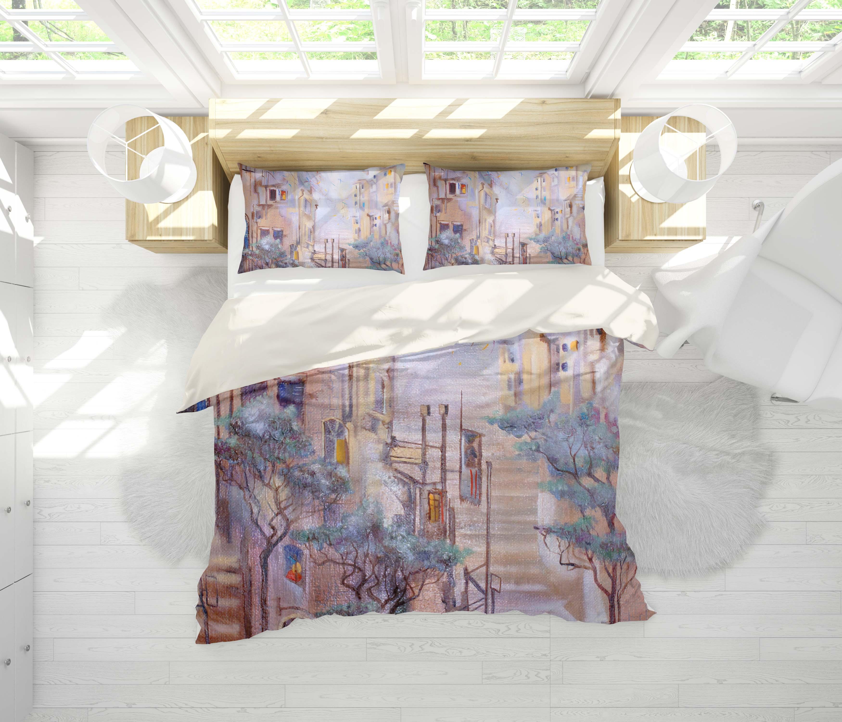 3D Street Scenery Quilt Cover Set Bedding Set Pillowcases 10- Jess Art Decoration