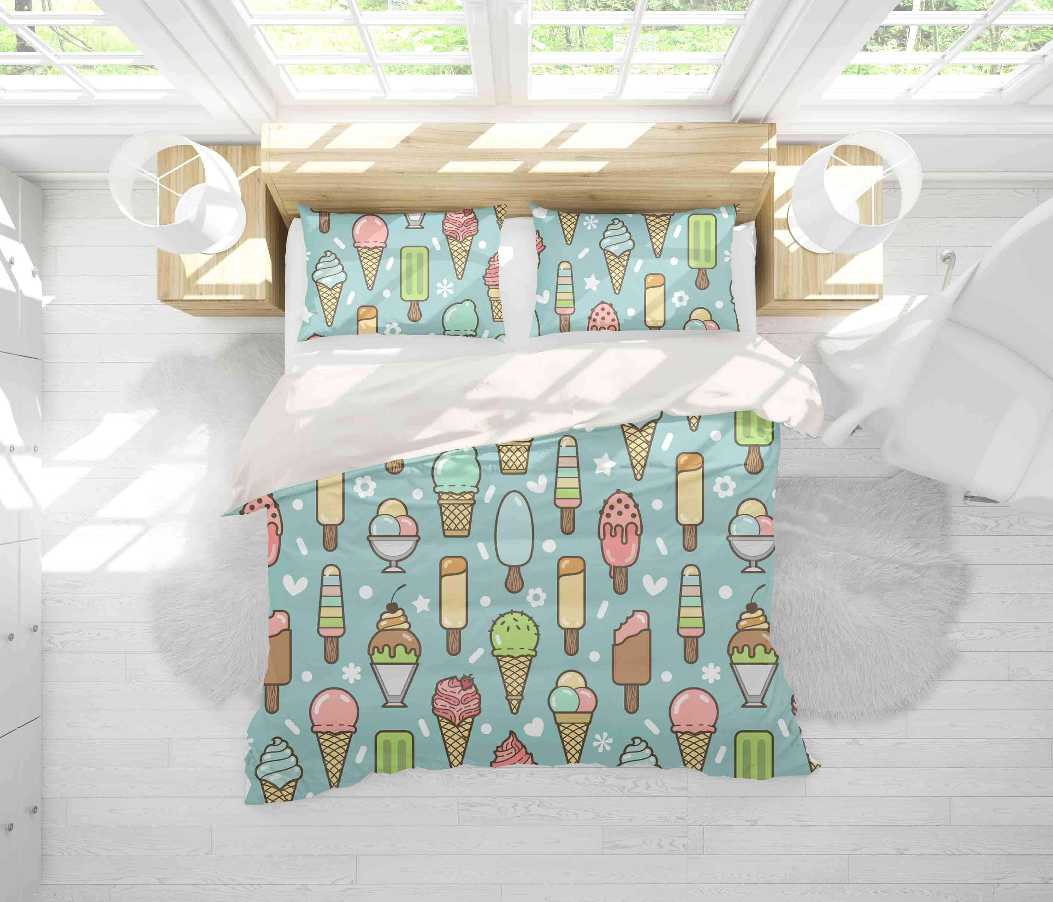 3D Ice Cream Pattern Quilt Cover Set Bedding Set Pillowcases 102- Jess Art Decoration