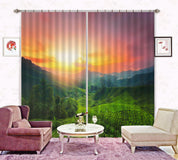 3D Landscape Mountain Tea Plantation Green Tree Sunset Curtains and Drapes GD 4873- Jess Art Decoration