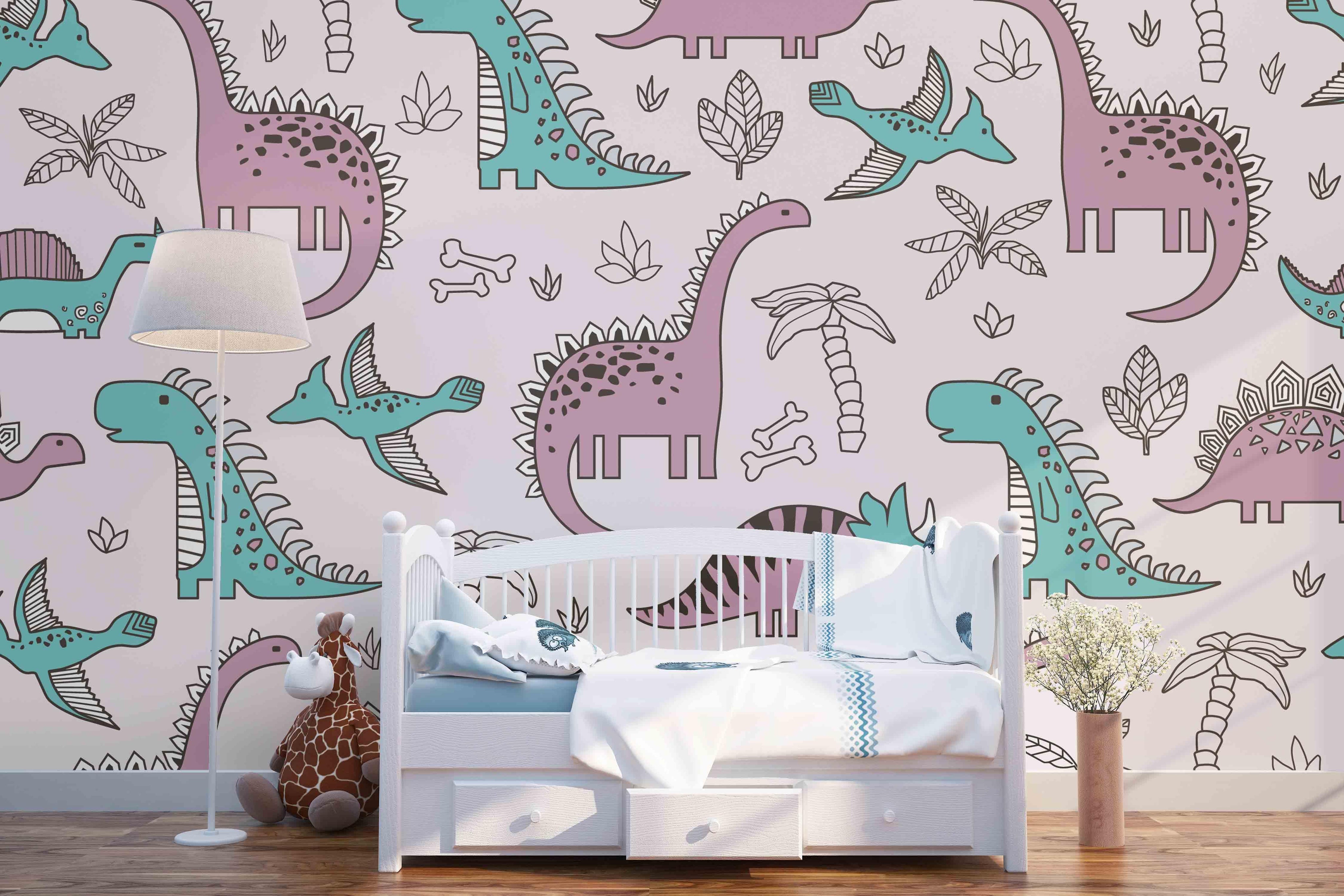 3D Cartoon Color Dinosaur Wall Mural Wallpaper 21- Jess Art Decoration