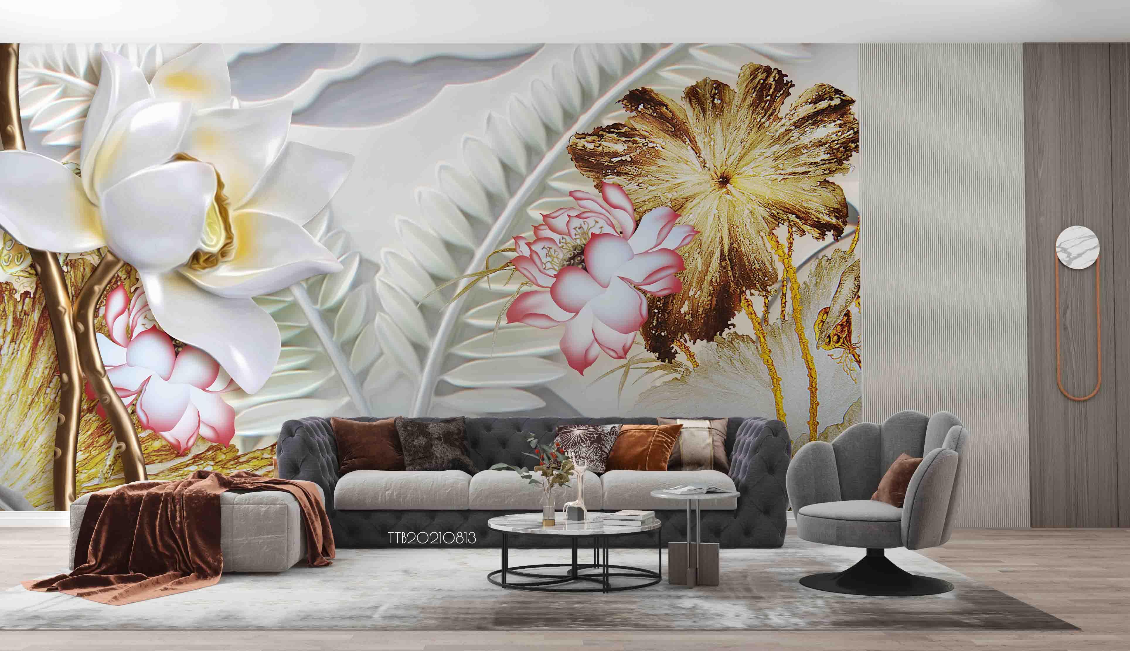 3D Chinese Style Stereo Relief Floral Wall Mural Wallpaper 5128- Jess Art Decoration