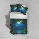 3D Forest Firefly Moon Scenery Quilt Cover Set Bedding Set Pillowcases 12- Jess Art Decoration