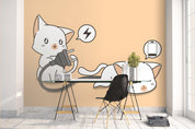 3D Cartoon White Cats Wall Mural Wallpaper 22- Jess Art Decoration