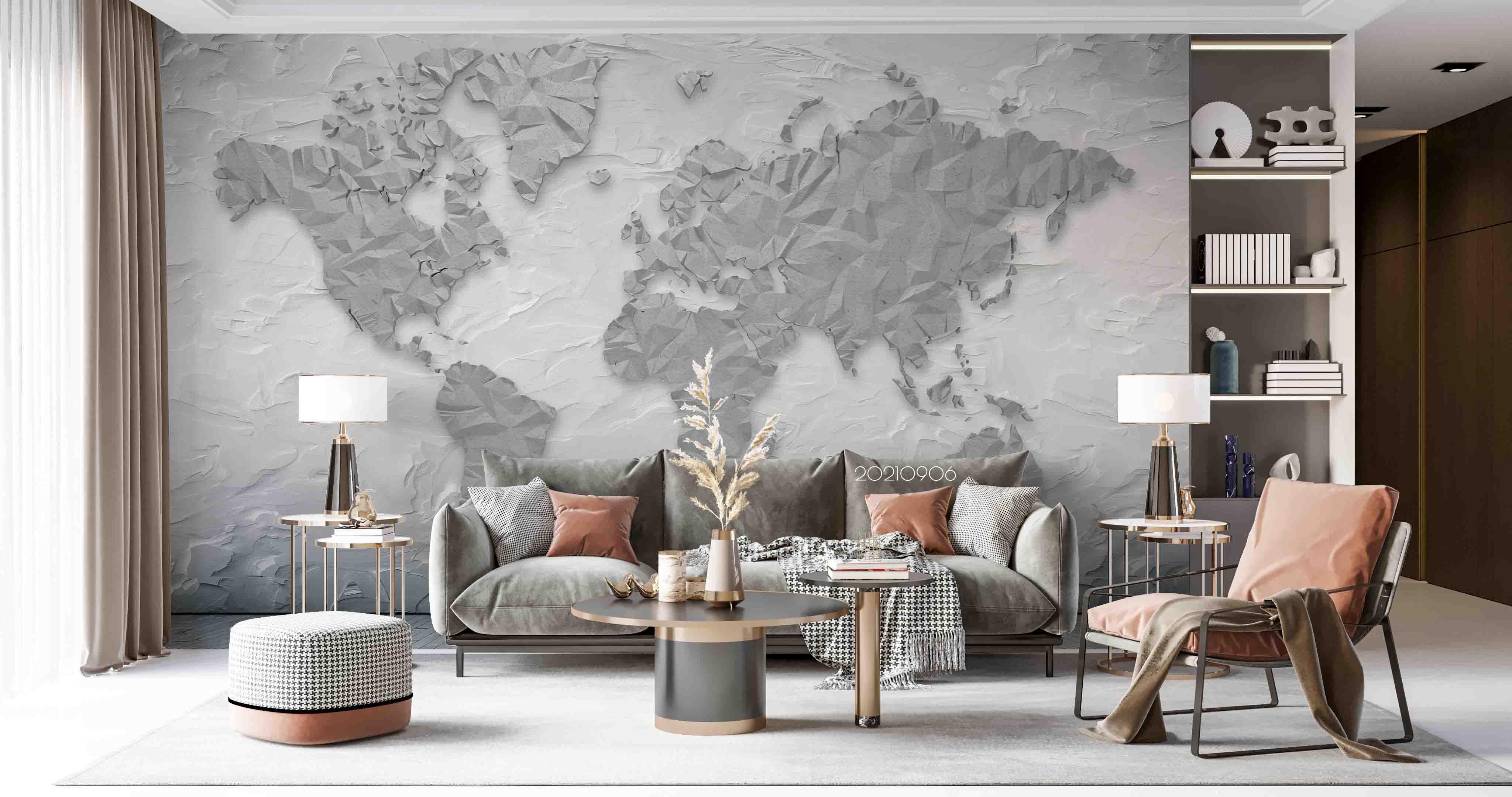 3D Grey World Map Wall Mural Wallpaper LQH 555- Jess Art Decoration
