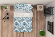 3D Hand Painted Blue Flowers Quilt Cover Set Bedding Set Pillowcases 4- Jess Art Decoration