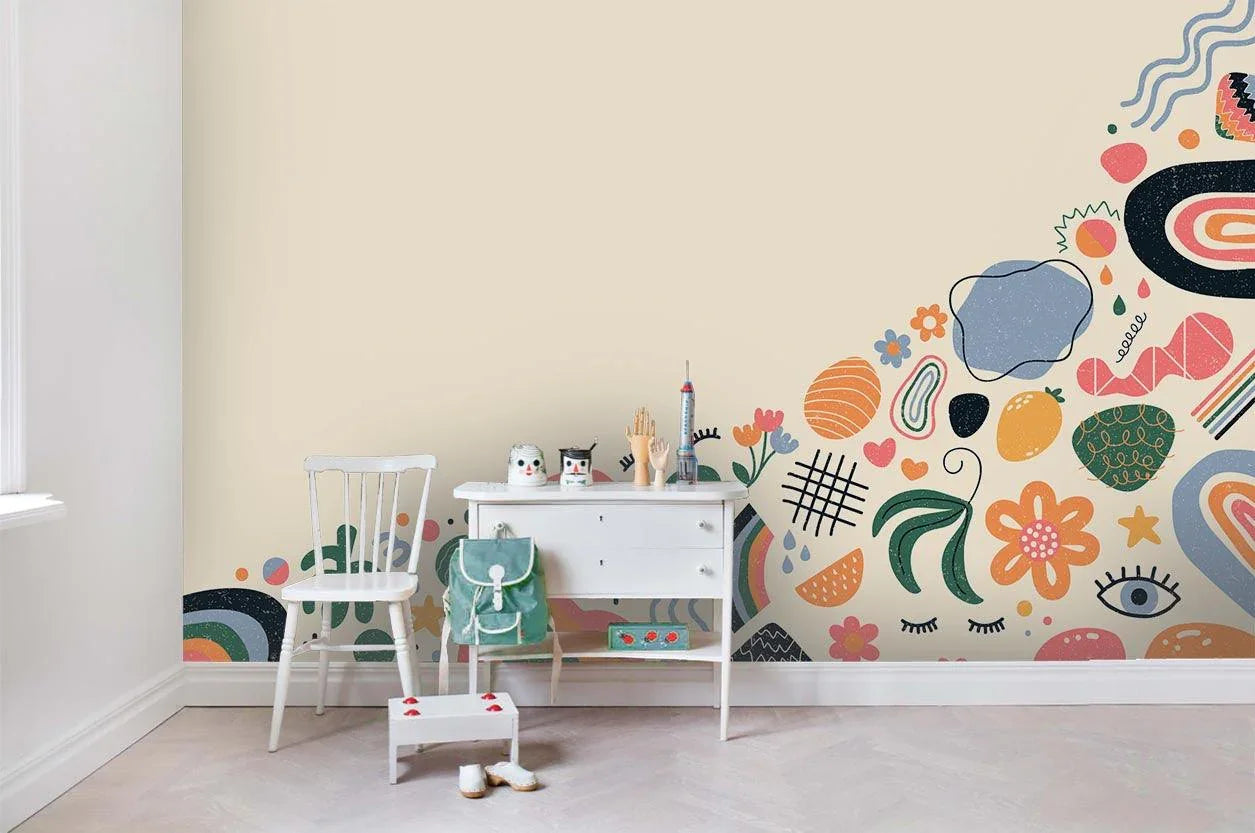 3D Floral Smiley Eye Pattern Wall Mural Wallpaper SF13- Jess Art Decoration