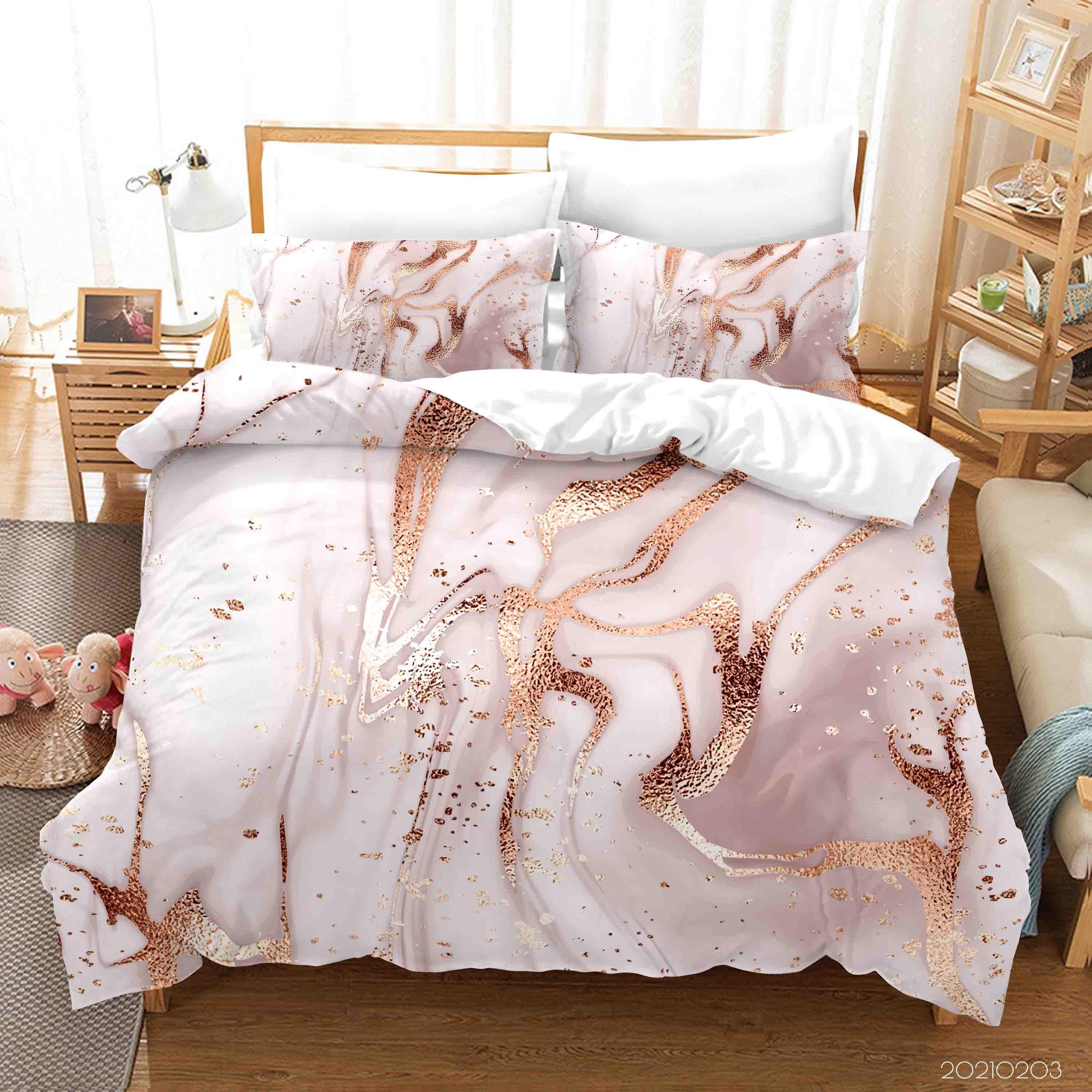 3D Pink Marble Texture Quilt Cover Set Bedding Set Duvet Cover Pillowcases 59- Jess Art Decoration