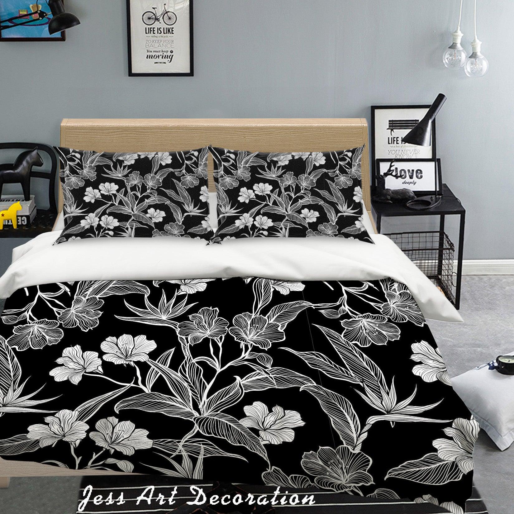3D Black Flowers Quilt Cover Set Bedding Set Pillowcases 41- Jess Art Decoration