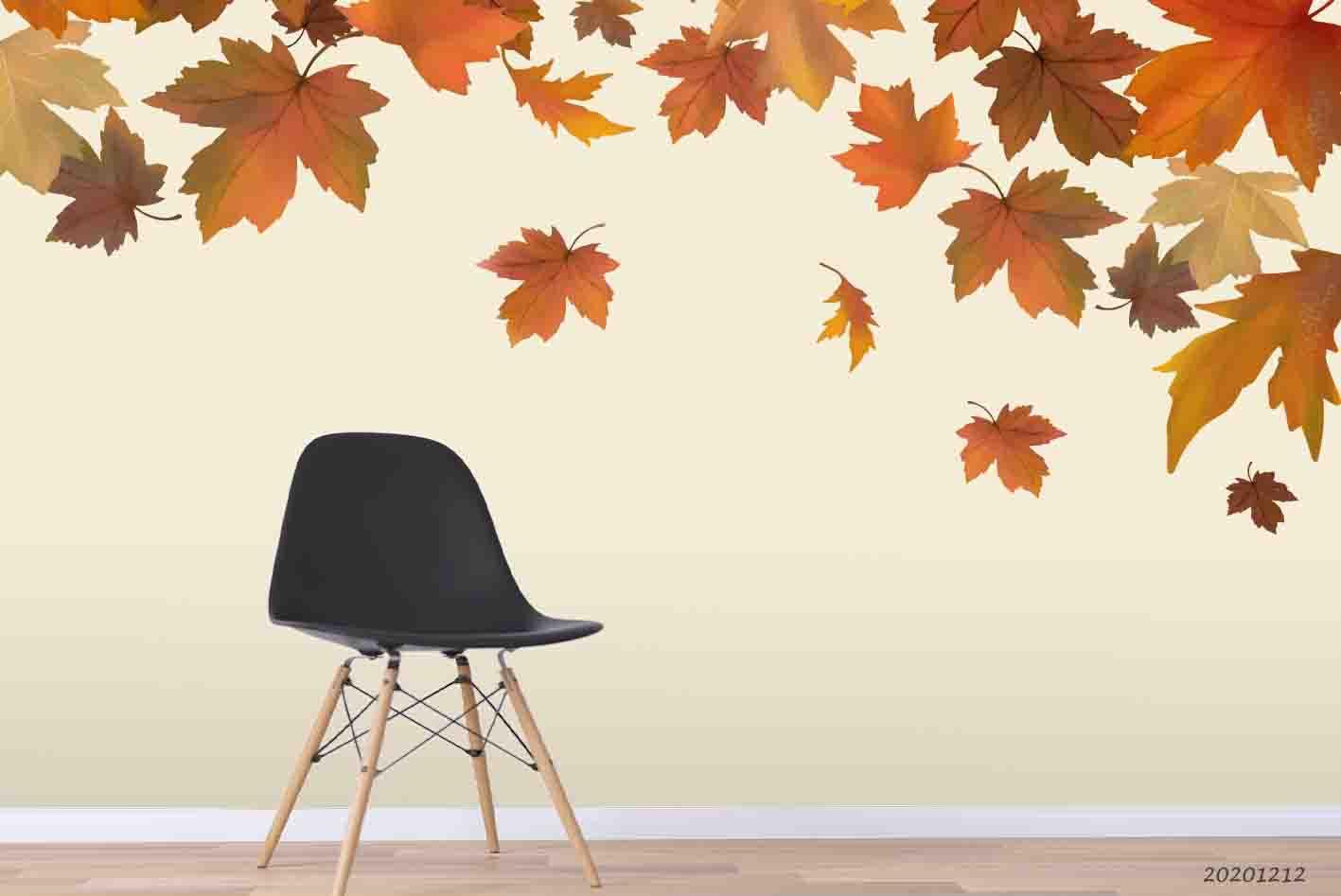 3D Embossed Autumn Maple Leaves Plant Wall Mural Wallpaper LXL- Jess Art Decoration