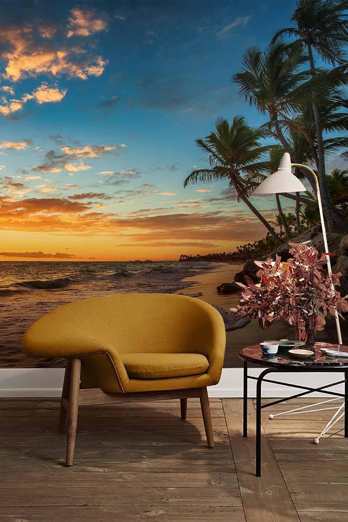 3D Sunset Tropical Beach Wall Mural Wallpaper  27- Jess Art Decoration