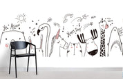 3D White Background Simple Pen Animal Wall Mural Wallpaper 56- Jess Art Decoration
