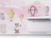 3D bear rabbit moon aircraft hot air balloon wall mural wallpaper 31- Jess Art Decoration