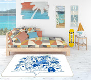3D Hand Drawing Blue Cartoon Image Graffiti Non-Slip Rug Mat A603 LQH- Jess Art Decoration
