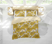 3D Yellow FLowers Leaves Pattern Quilt Cover Set Bedding Set Duvet Cover Pillowcases WJ 1461- Jess Art Decoration