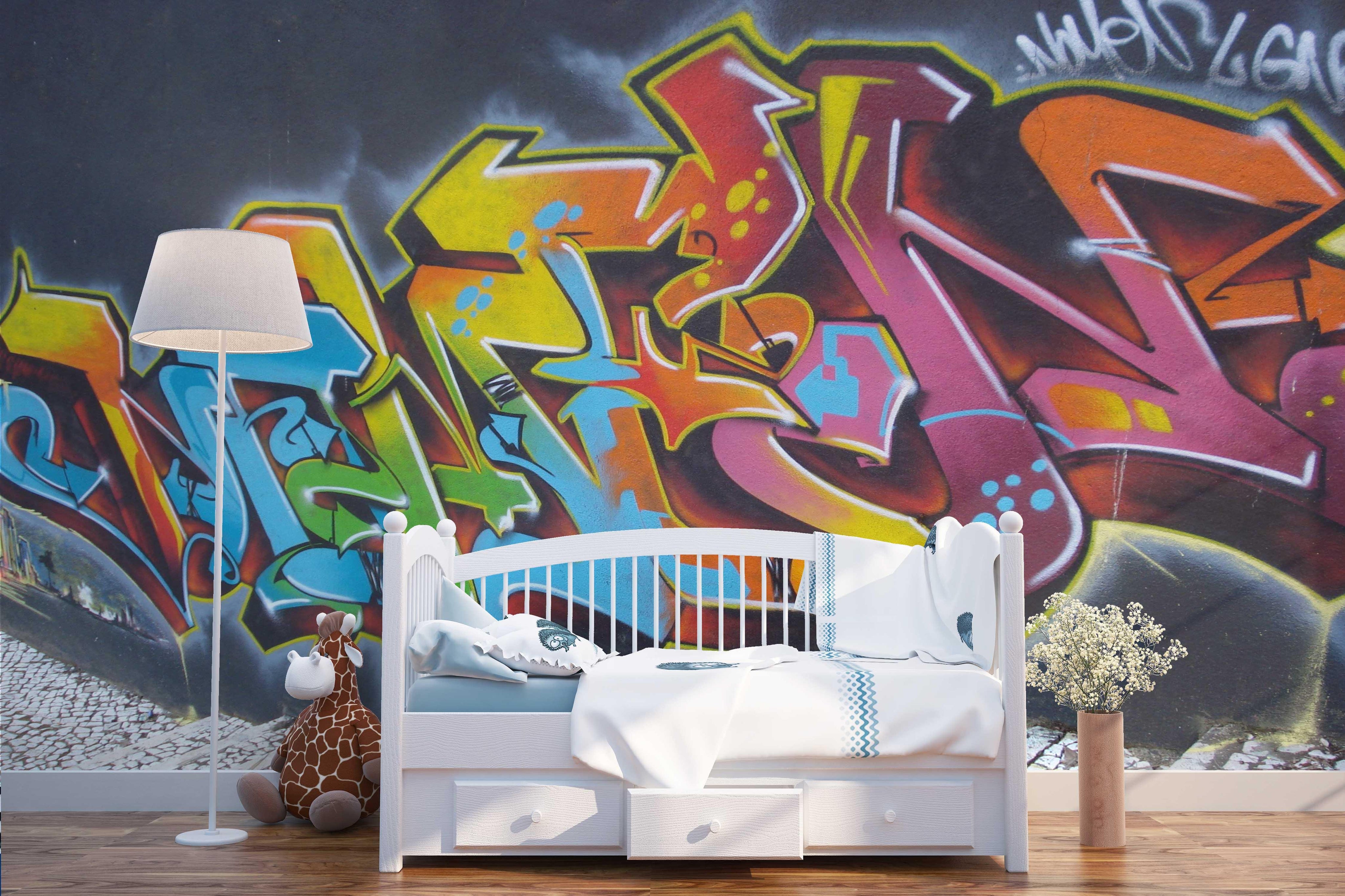 3D Abstract Colorful Slogan Graffiti Wall Mural Wallpaper 130- Jess Art Decoration