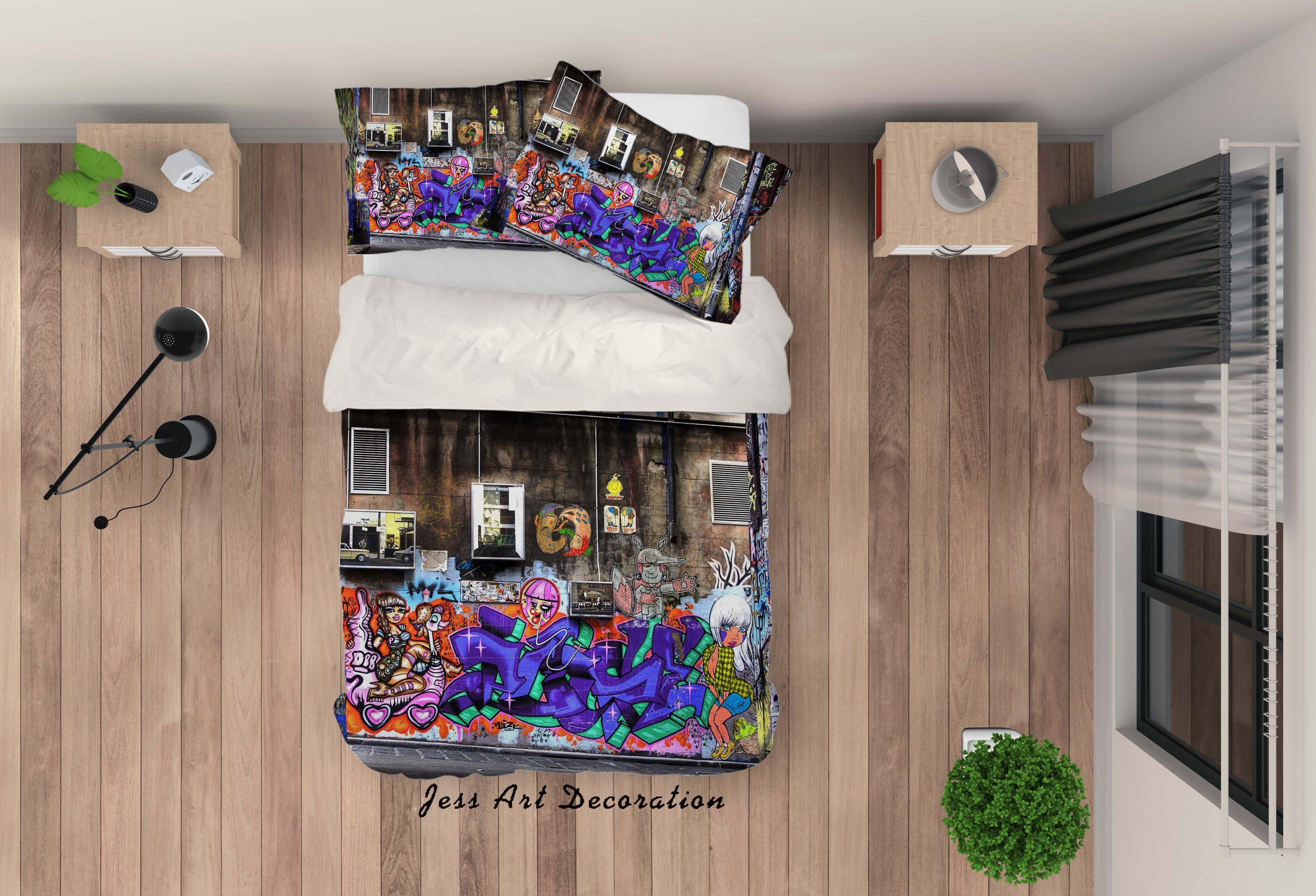 3D Graffiti Colorful Sign Quilt Cover Set Bedding Set Duvet Cover Pillowcases LXL- Jess Art Decoration