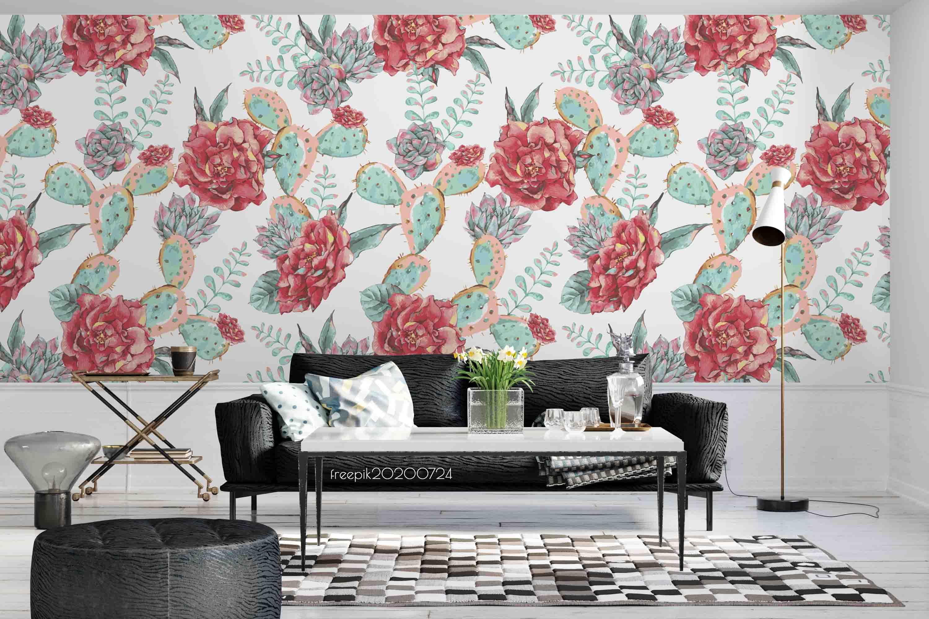 3D Vintage Hand Sketching Colorful Floral Wall Mural Wallpaper LXL 569- Jess Art Decoration