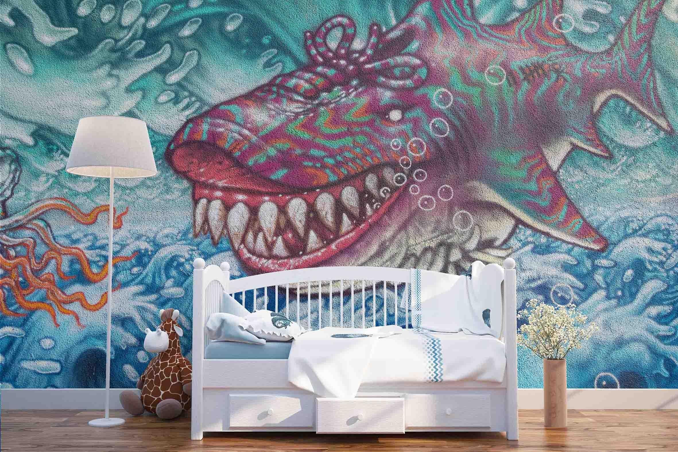 3D Abstract Seabed Fish Monster Wall Mural Wallpaper 145- Jess Art Decoration