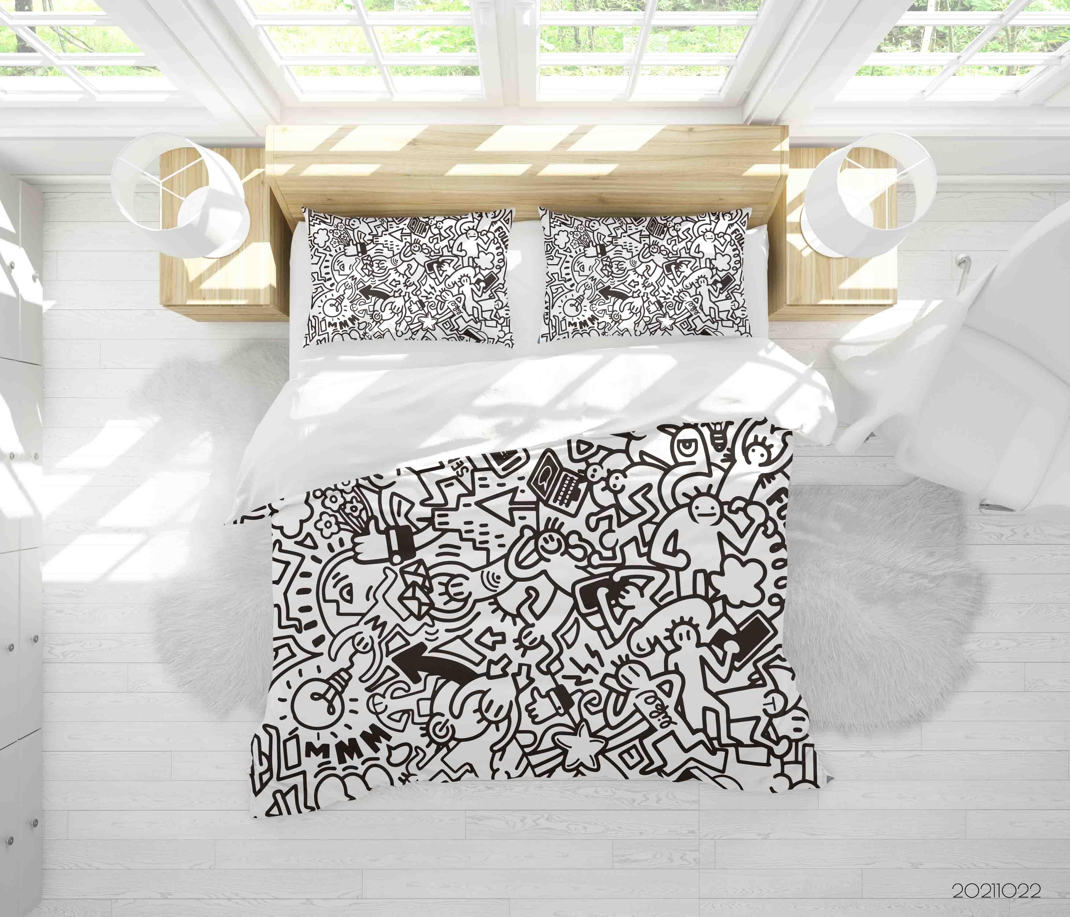 3D Abstract Illustration Art Doodle Quilt Cover Set Bedding Set Duvet Cover Pillowcases 96- Jess Art Decoration
