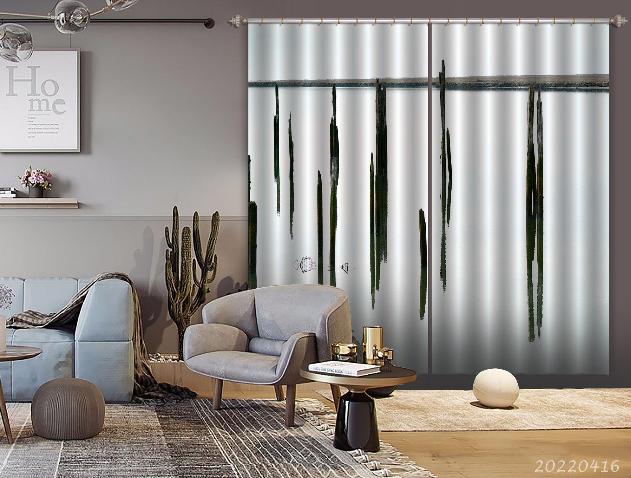 3D Abstract Black Lines White Background Curtains and Drapes GD 4360- Jess Art Decoration