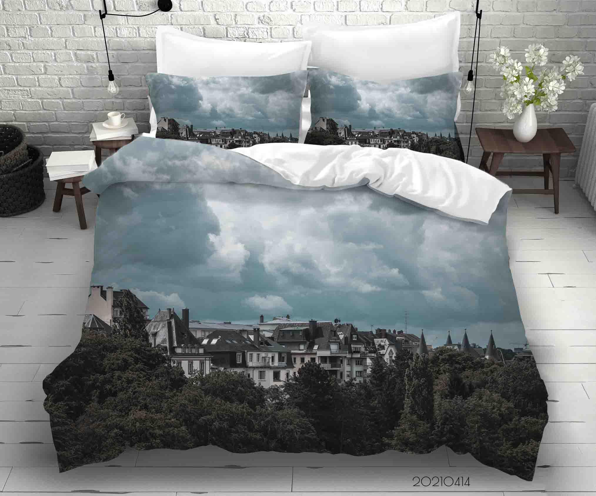 3D Sky Cloud Forest City Quilt Cover Set Bedding Set Duvet Cover Pillowcases 47- Jess Art Decoration