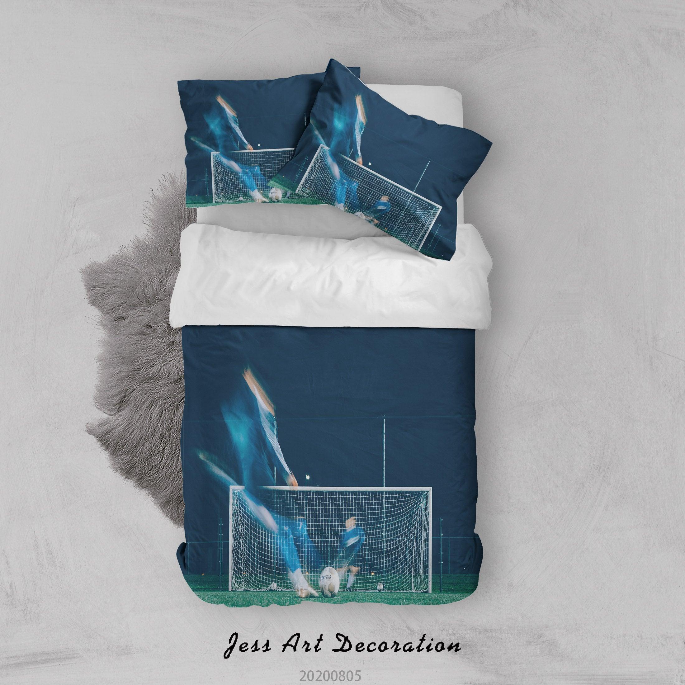 3D Football Player Quilt Cover Set Bedding Set Duvet Cover Pillowcases LXL 19- Jess Art Decoration