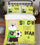 3D Cartoon Bear Football Quilt Cover Set Bedding Set Pillowcases 167- Jess Art Decoration