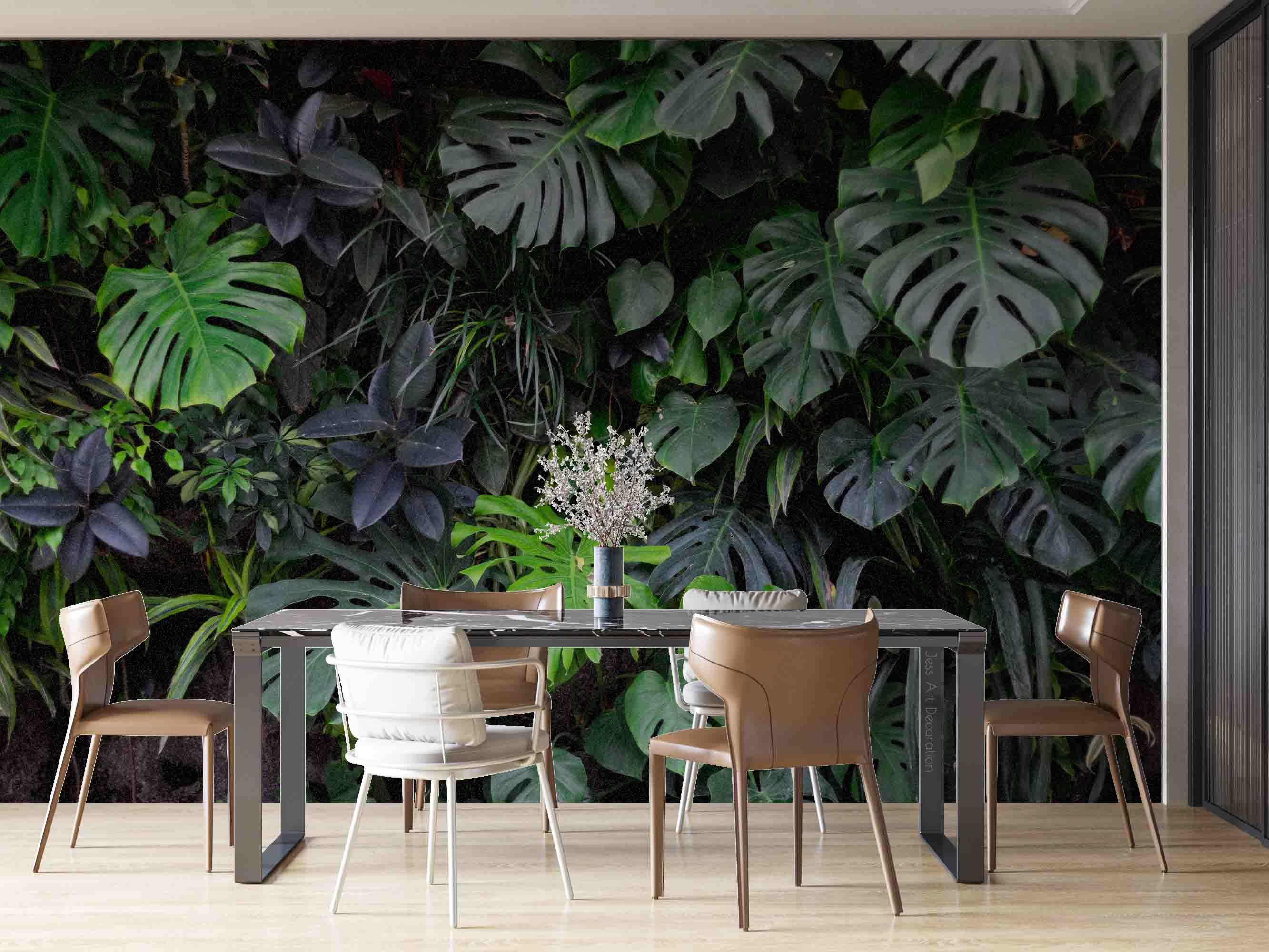 3D Tropical Plant Green Leaf Wall Mural Wallpaper GD 2657- Jess Art Decoration