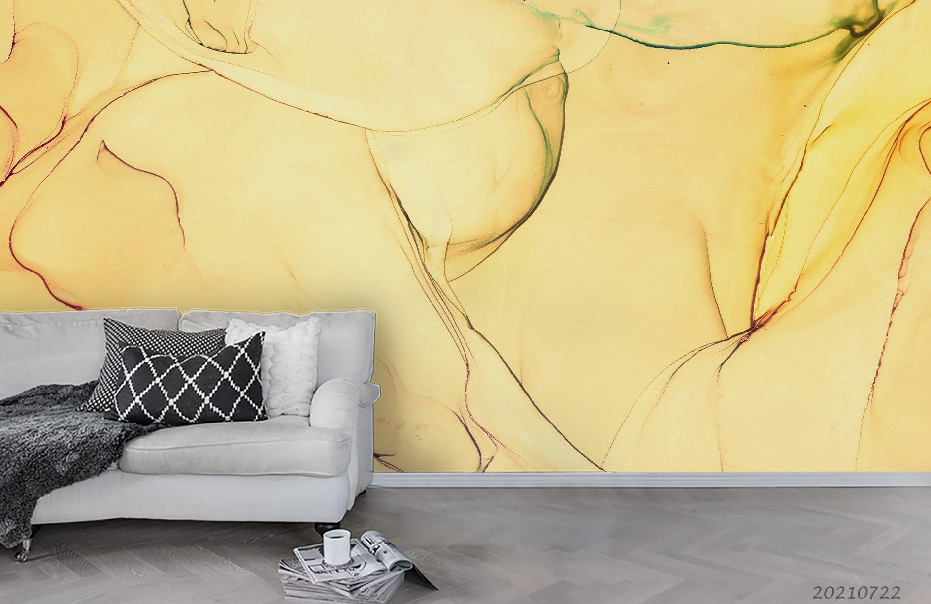 3D Watercolor Golden Marble Texture Wall Mural Wallpaper LQH 467- Jess Art Decoration