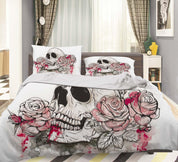 3D Skull Flower Quilt Cover Set Bedding Set Pillowcases 15- Jess Art Decoration