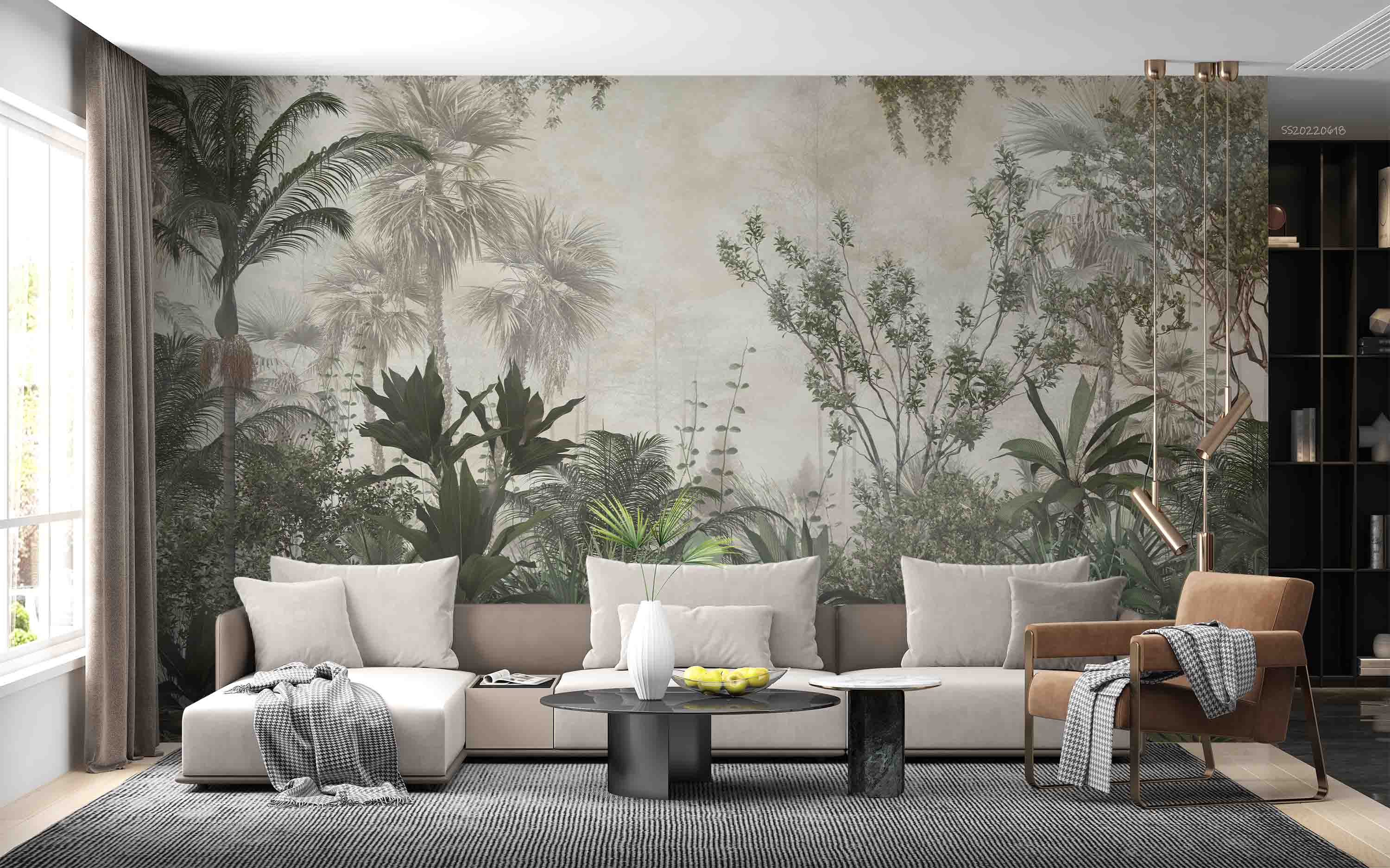 3D Vintage Tropical Jungle Trees Wall Mural Wallpaper GD 752- Jess Art Decoration