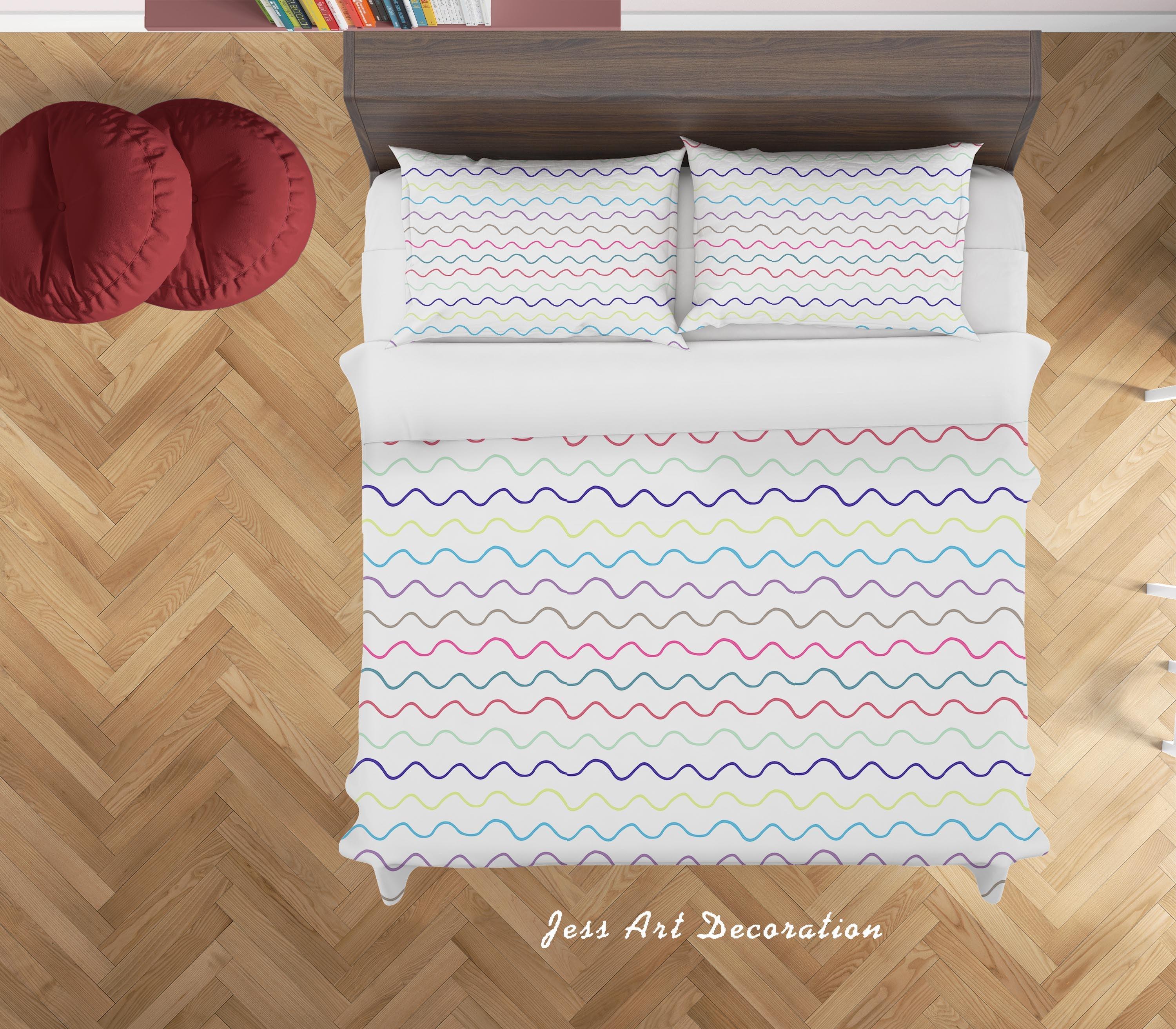 3D Wave Wavy Line Quilt Cover Set Bedding Set Duvet Cover Pillowcases SF1- Jess Art Decoration