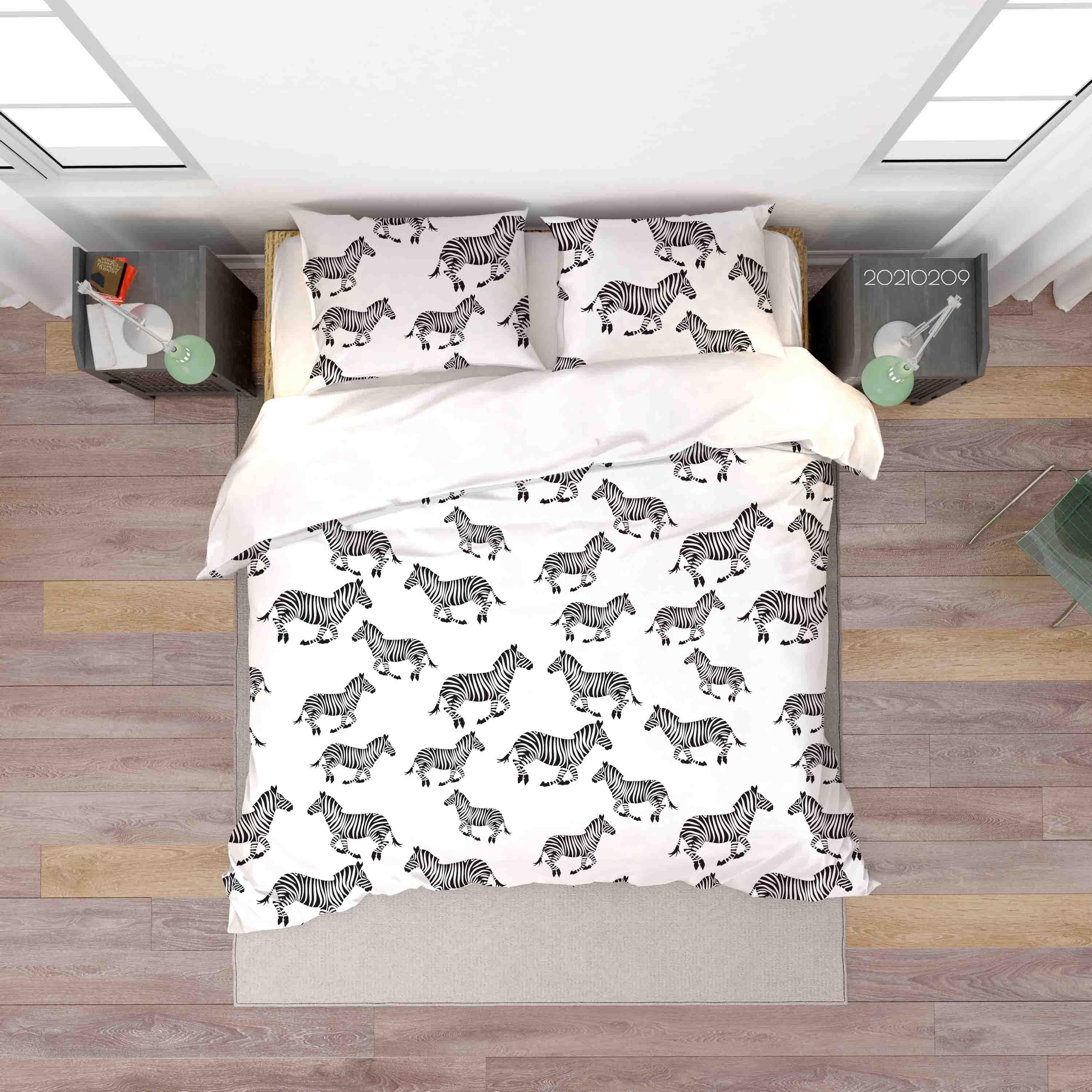 3D Hand Drawn Animal Zebra Quilt Cover Set Bedding Set Duvet Cover Pillowcases 250- Jess Art Decoration