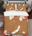 3D White Crane Quilt Cover Set Bedding Set Pillowcases 58- Jess Art Decoration