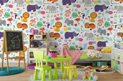 3D Cartoon Colorful Floral Animal Wall Mural Wallpaper LXL 1124- Jess Art Decoration