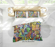 3D Abstract Color Graffiti Quilt Cover Set Bedding Set Duvet Cover Pillowcases 156- Jess Art Decoration