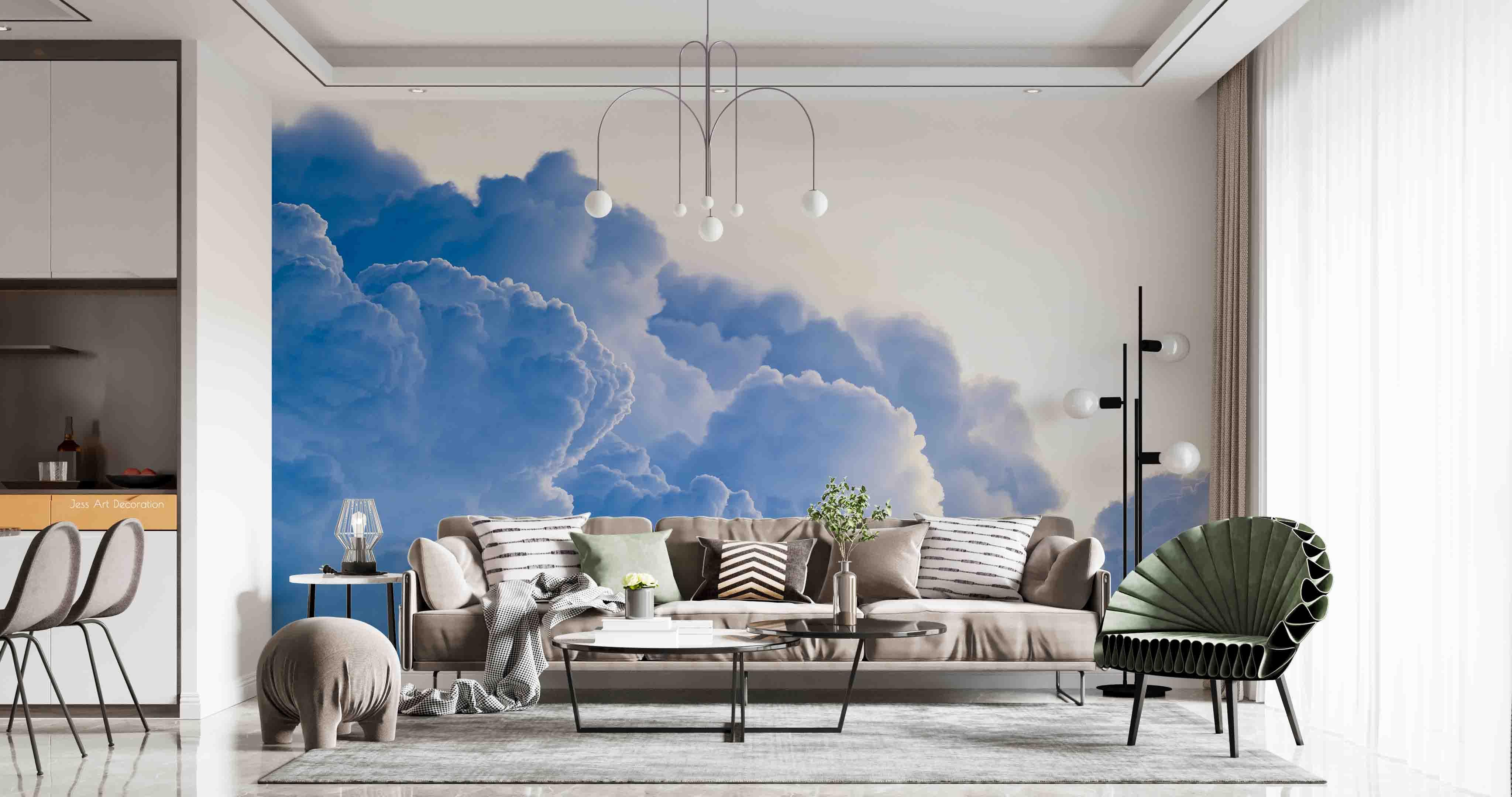 3D Blue Clouds Wall Mural Wallpaper sww  225- Jess Art Decoration