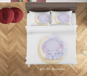 3D White Moon Elephant Quilt Cover Set Bedding Set Duvet Cover Pillowcases SF134- Jess Art Decoration