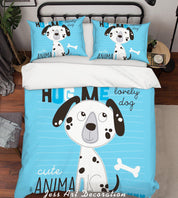 3D Cartoon Dog Blue Quilt Cover Set Bedding Set Pillowcases 166- Jess Art Decoration